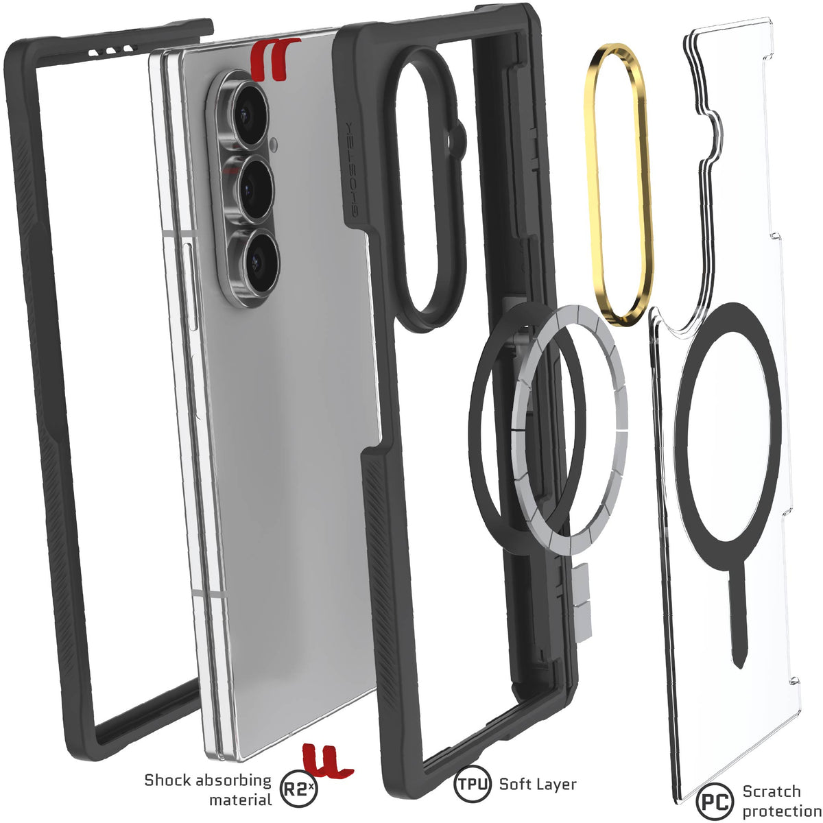 Samsung Galaxy Fold 7 Case Black MagSafe Kickstand Magnetic