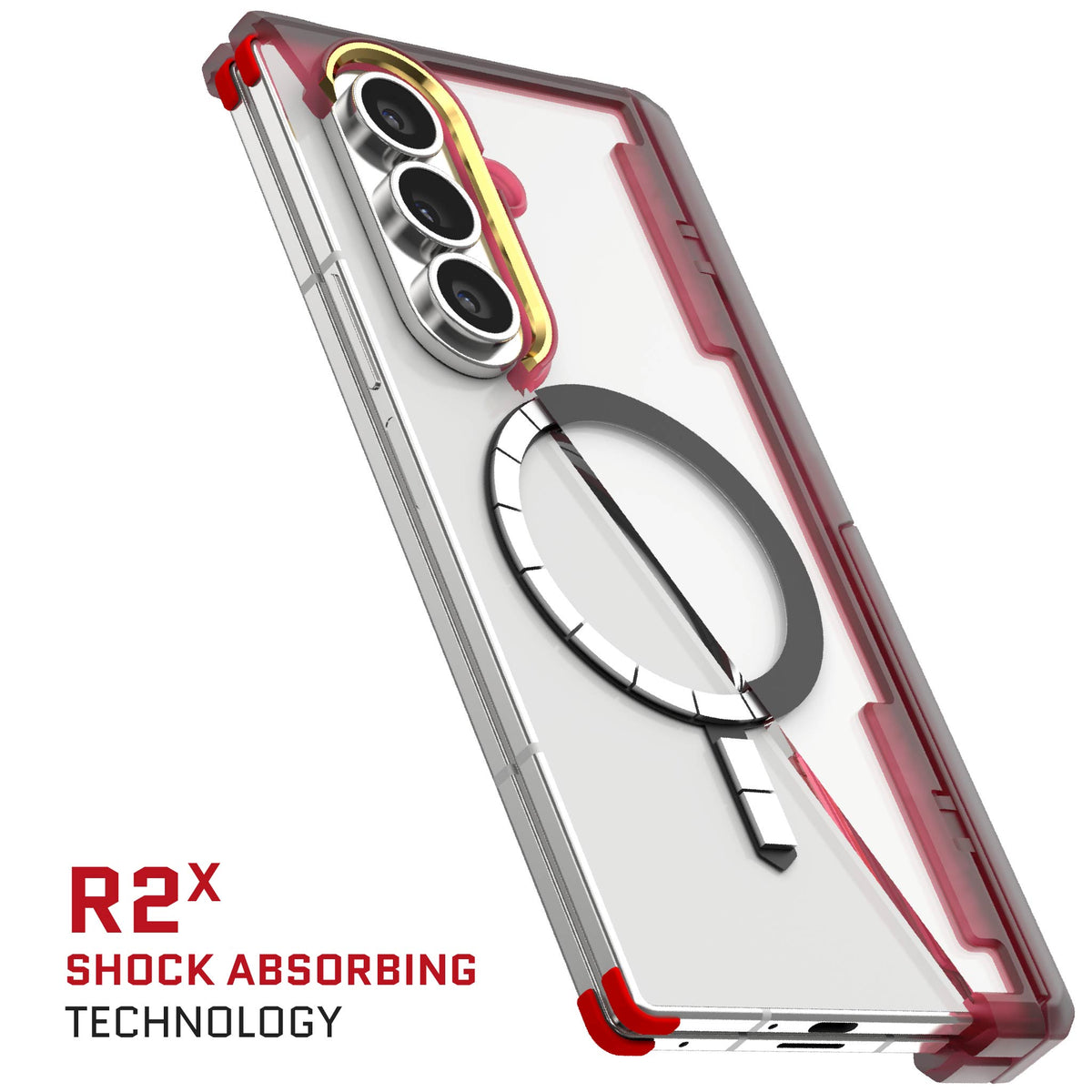 Samsung Fold 7 Protective Phone Case Red MagSafe Kickstand Magnetic