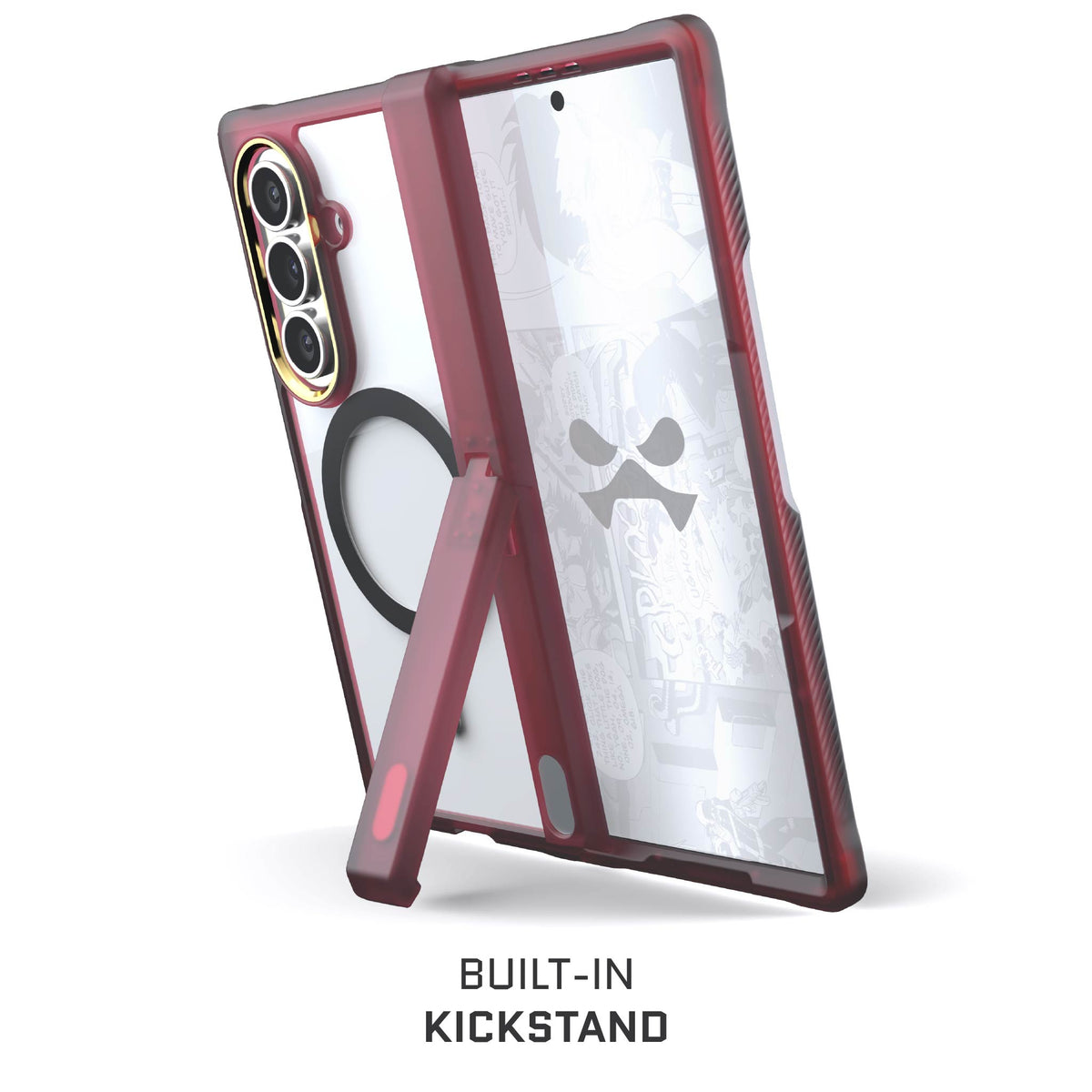 Samsung Galaxy Fold 7 Protective Phone Case Red MagSafe Kickstand Magnetic