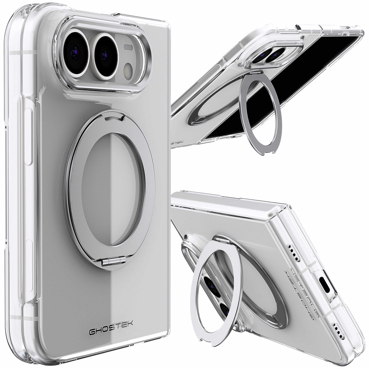 iPhone Duo Clear Case MagSafe Kickstand Silver