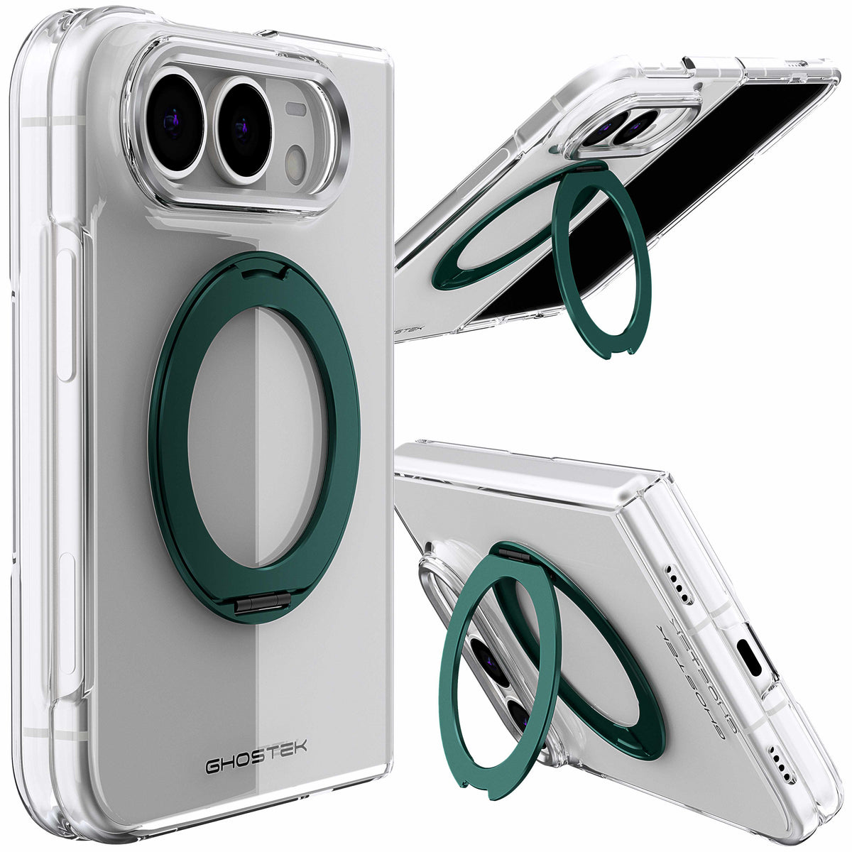 Apple iPhone Duo Case Clear MagSafe Kickstand Teal