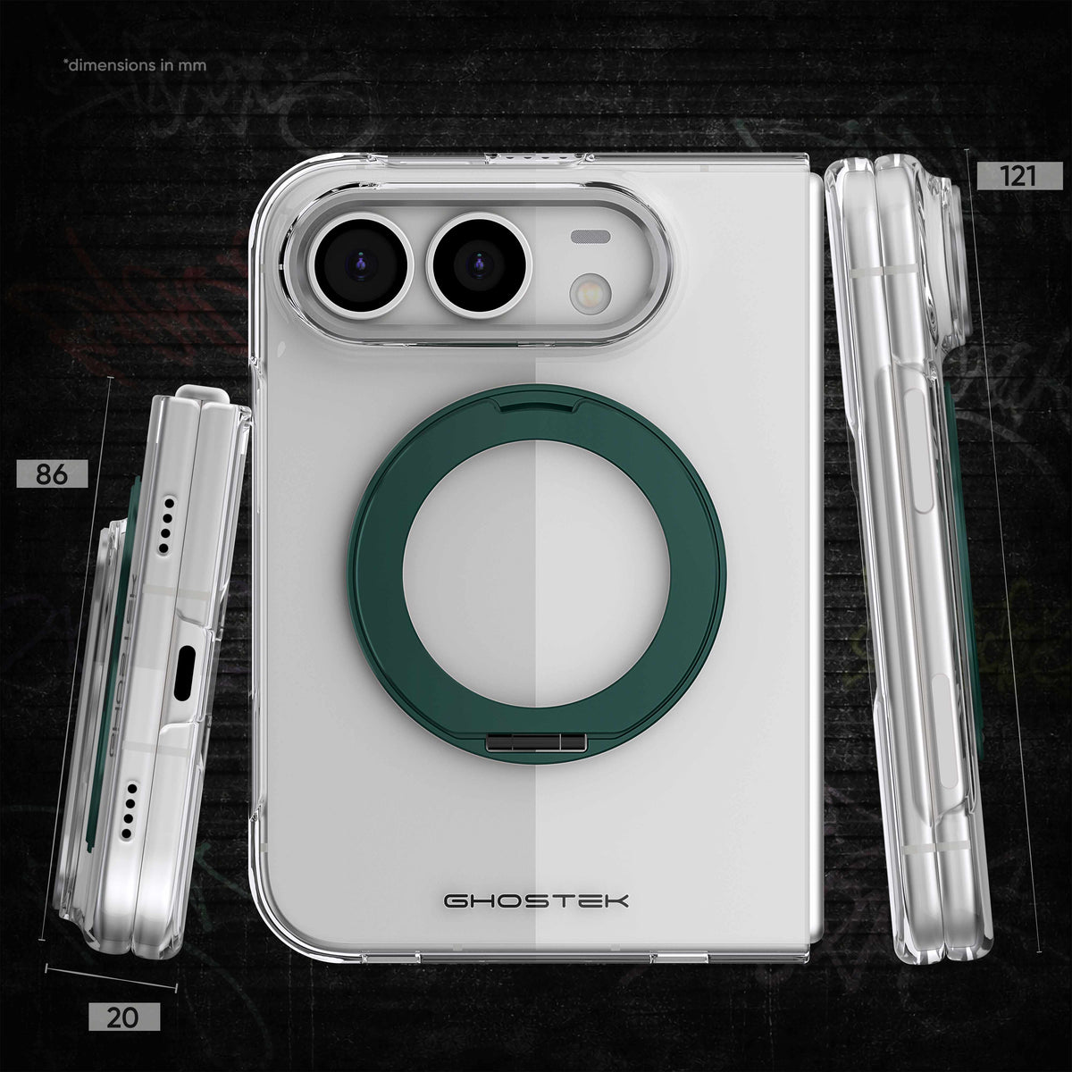 Apple iPhone Duo Case Clear MagSafe Kickstand Teal