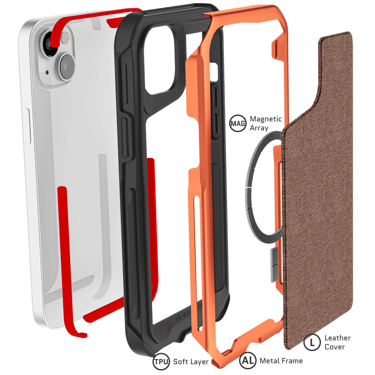 Apple iPhone 14 Plus Case Orange MagSafe Fabric