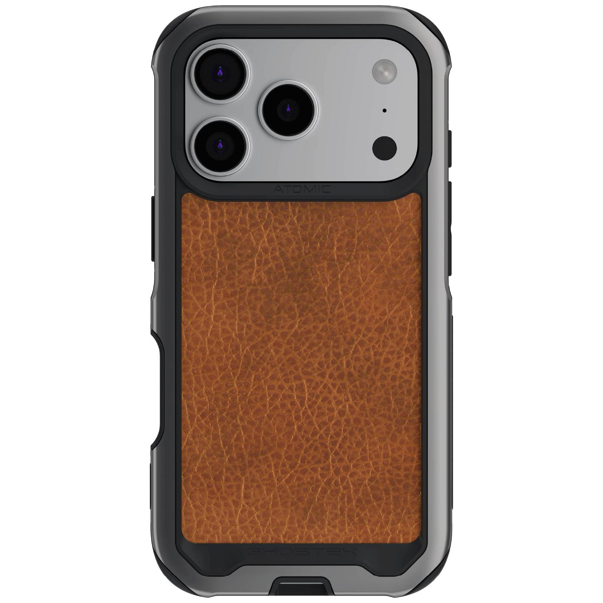 iPhone 18 Pro Case Gunmetal Brown Leather MagSafe Aluminum Metal Bumper Clear Protective Phone Cover
