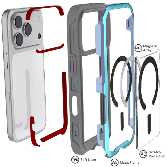 iPhone 17 Pro Case Prismatic MagSafe Aluminum Metal Bumper Clear Protective Phone Cover