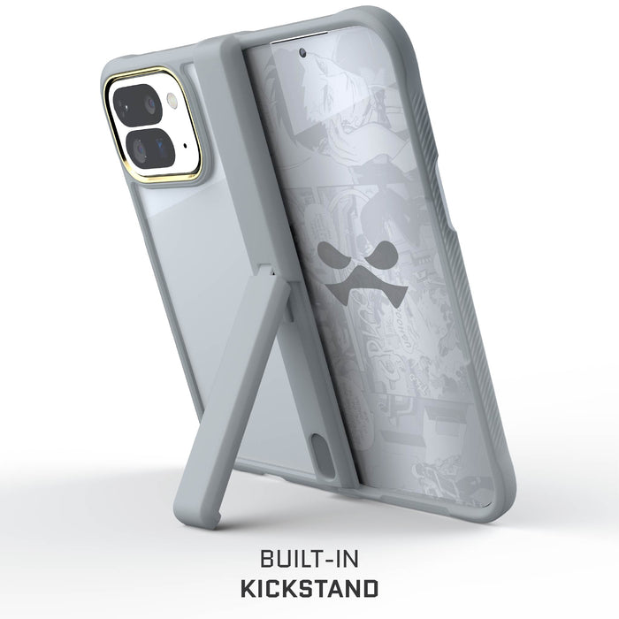 Pixel 10 Pro Fold Case Gray Clear Protective Phone Cover Kickstand Hinge Protection