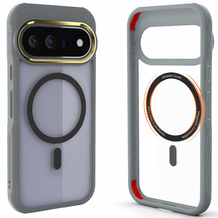 Pixel 11 Case Clear Gray MagSafe Magnetic Ring Protective Cover