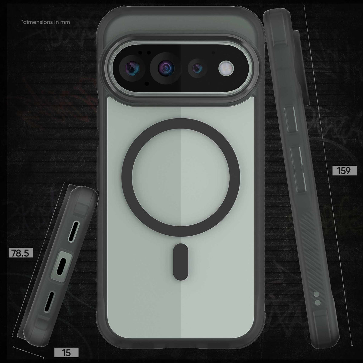 Google Pixel 11 Pro Case Clear Black Smoke MagSafe Magnetic Ring Protective Phone Cover