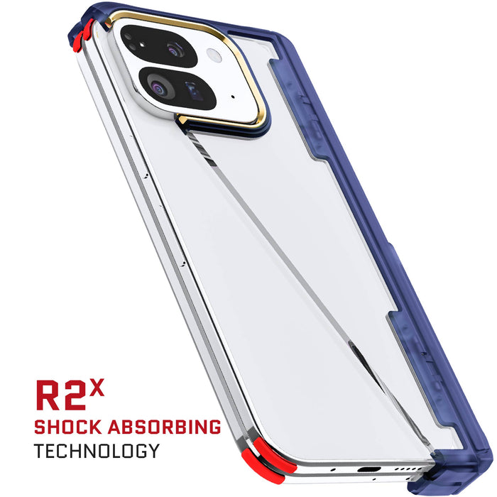 Pixel 9 Pro Fold Protective Case Clear Blue Hinge Cover Kickstand