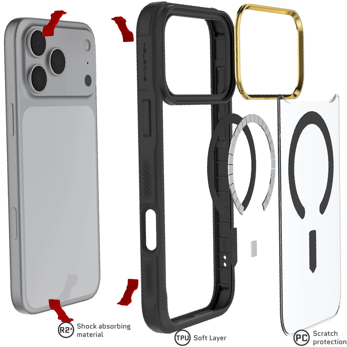 iPhone 17 Pro Max Case Black Clear MagSafe Protective Phone Cover Shockproof