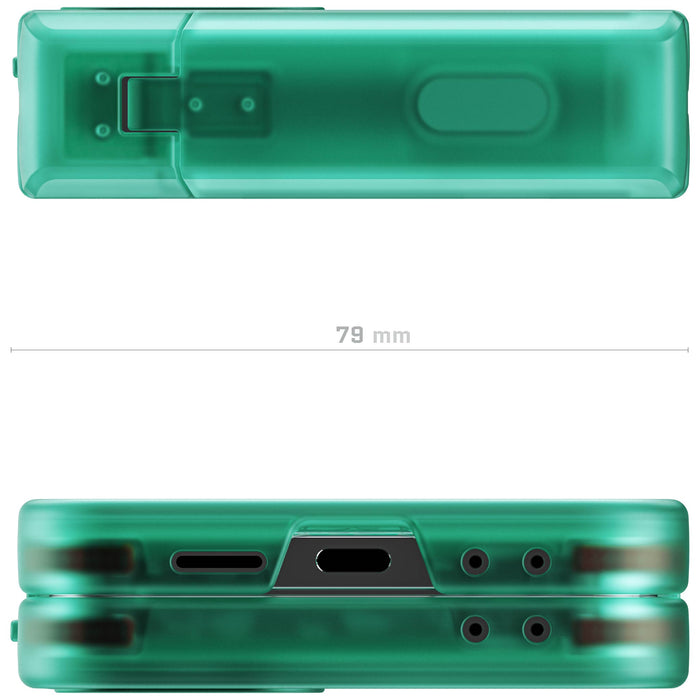 Clear ZFlip6 Teal Case with Kickstand and Hinge Cover