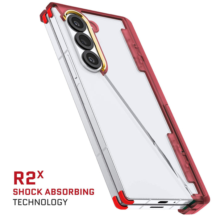 Red Samsung Galaxy Z Fold 6 Premium Protective Phone Case Clear with Kickstand