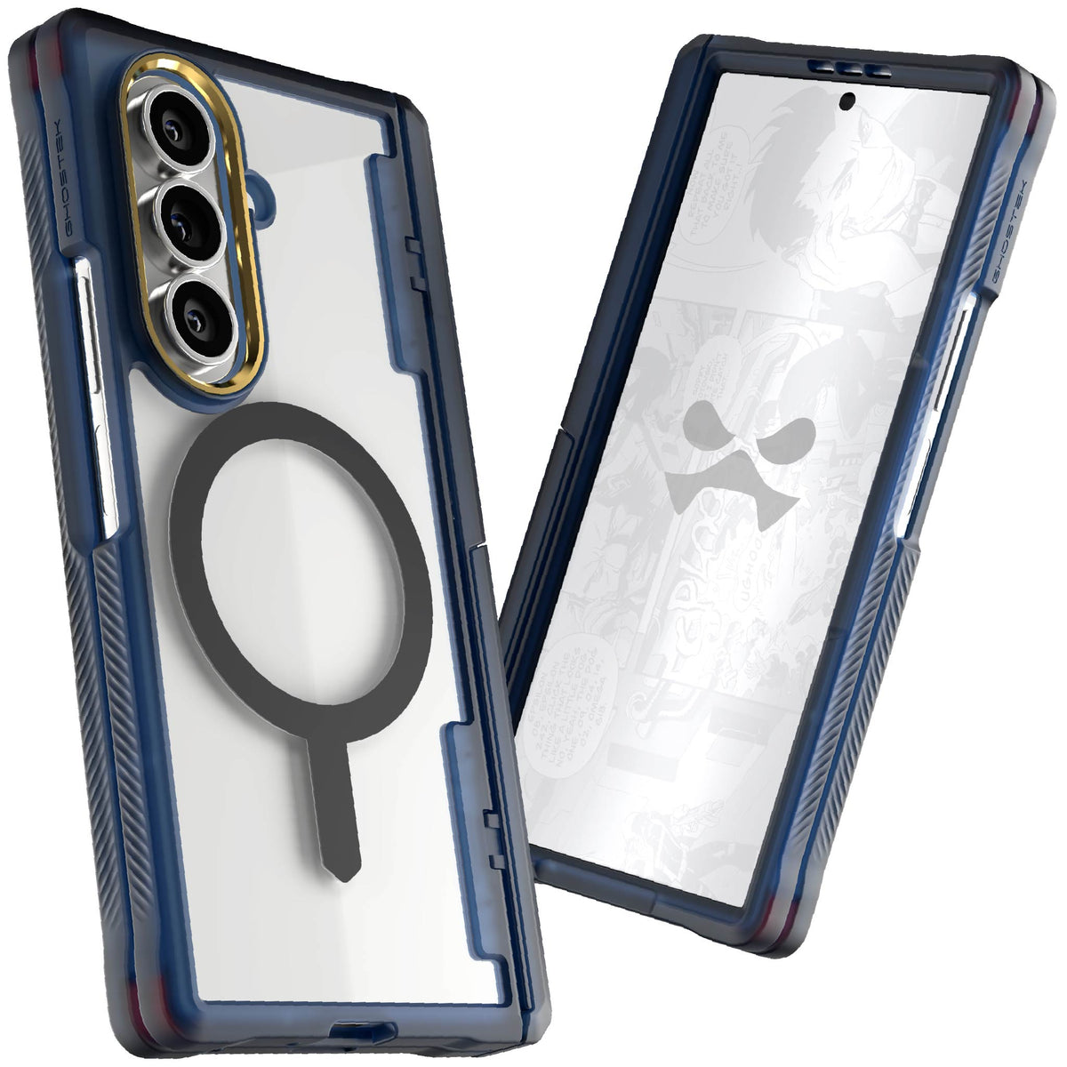 Samsung Galaxy Z Fold7 Protective Phone Case Blue MagSafe Kickstand Magnetic