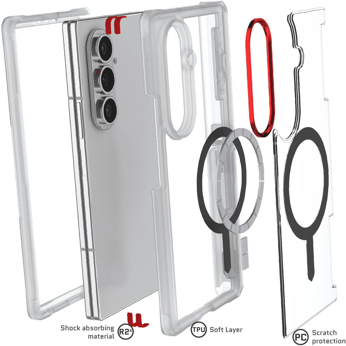 Galaxy Fold 7 Clear Phone Case MagSafe Kickstand