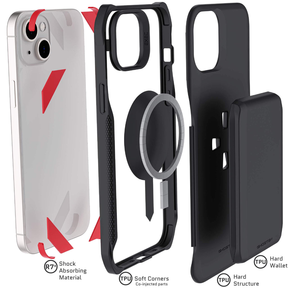 MagSafe Apple iPhone 15 Plus Wallet Case Black Card Holder