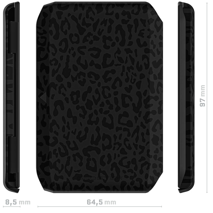 Leopard MagSafe Magnetic Wallet Credit Card Holder Black RFID ID