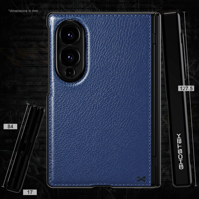 Samsung Galaxy Z Fold 8 Case Leather Blue MagSafe Magnetic Hinge Cover