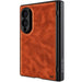 Samsung Galaxy Z Fold 8 Case Leather Brown MagSafe Magnetic Hinge Cover