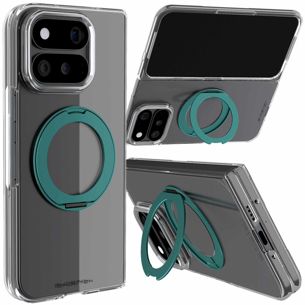 Pixel 11 Pro Fold Phone Case Clear Teal MagSafe Ring Magnetic Cover