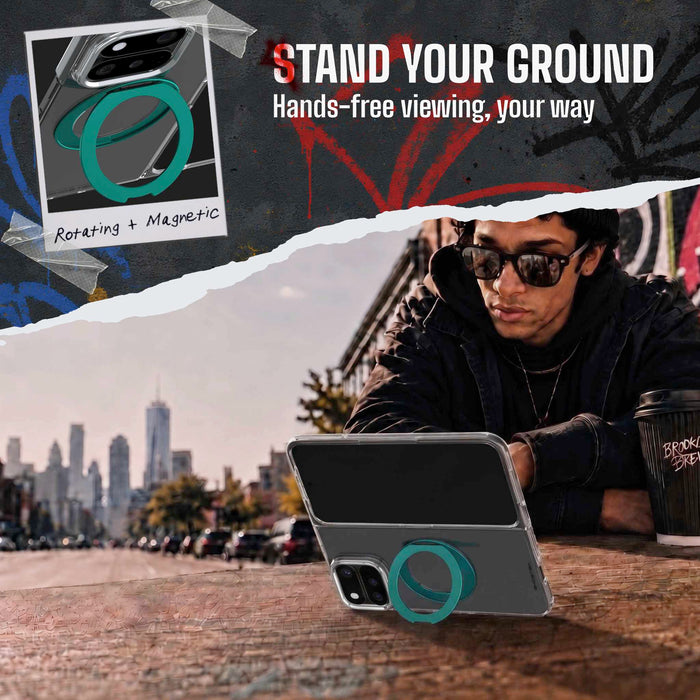 Pixel 11 Pro Fold Case Clear Teal MagSafe Ring Magnetic Cover