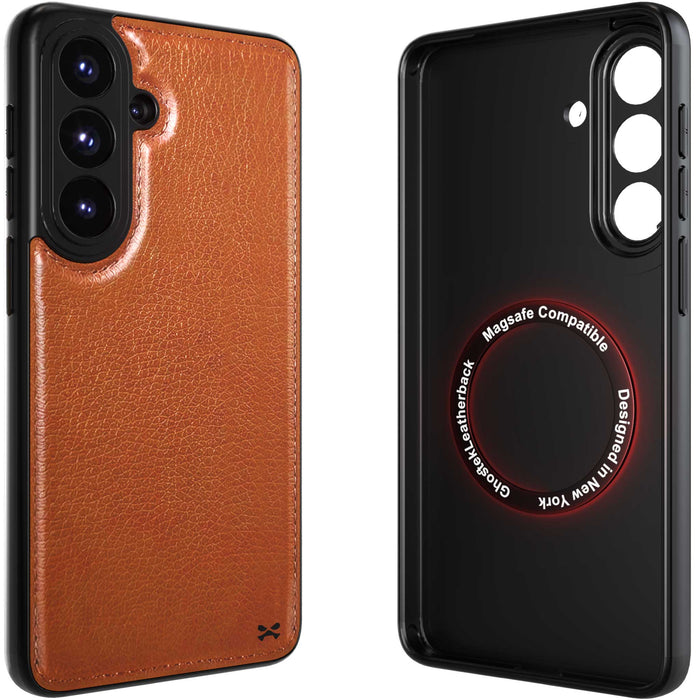 S26 Plus Leather Case Brown with MagSafe Magnetic 