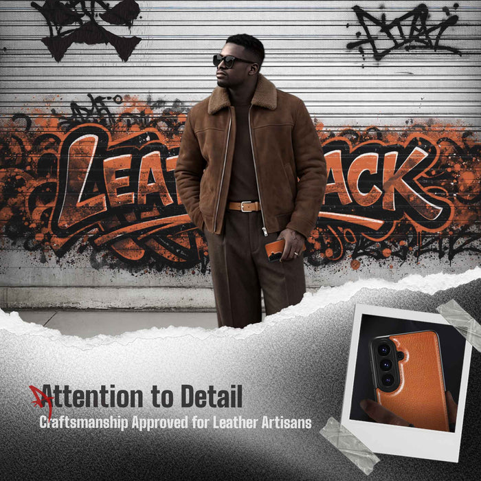 S26 Plus Leather Case Black with MagSafe Magnetic 