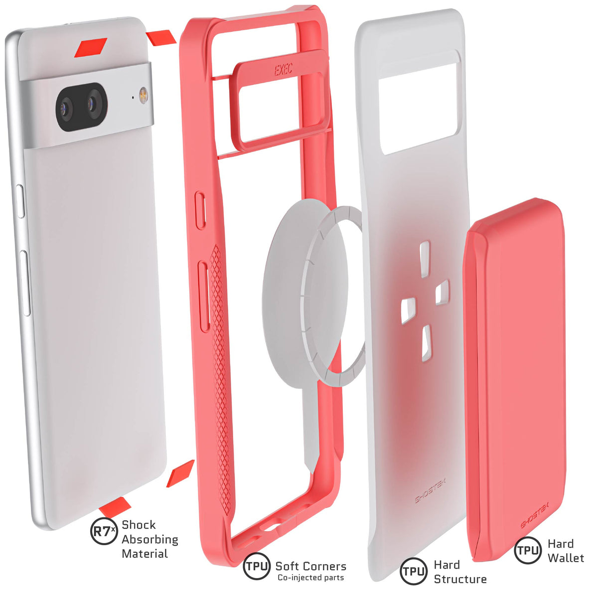 Pink Google Pixel 7 Wallet Case Card Holder